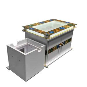 Deluxe LED Rekebot Set with Glass Top & Matching Stove (Dual White Lights / ረከቦት)