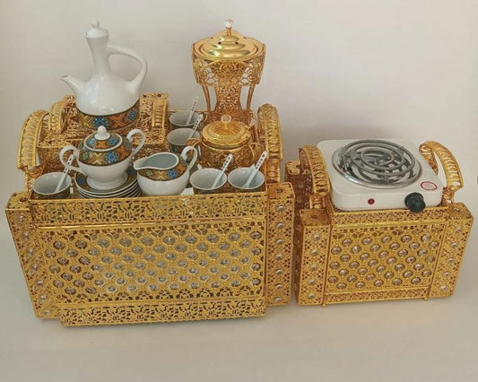 Smart LED & Bluetooth 5-Piece Gold Rekebot Set (ወርቃማ ረከቦት)