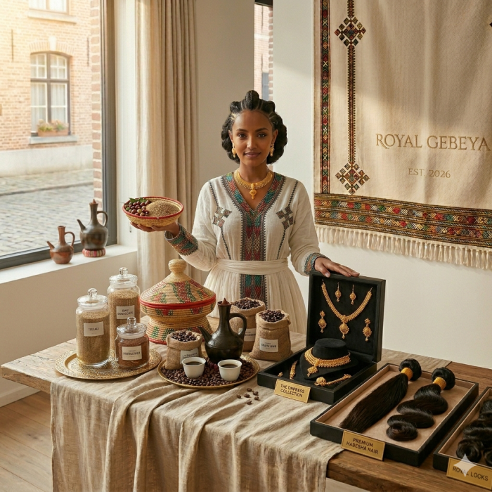image of Ethiopian girl with all collection of products 