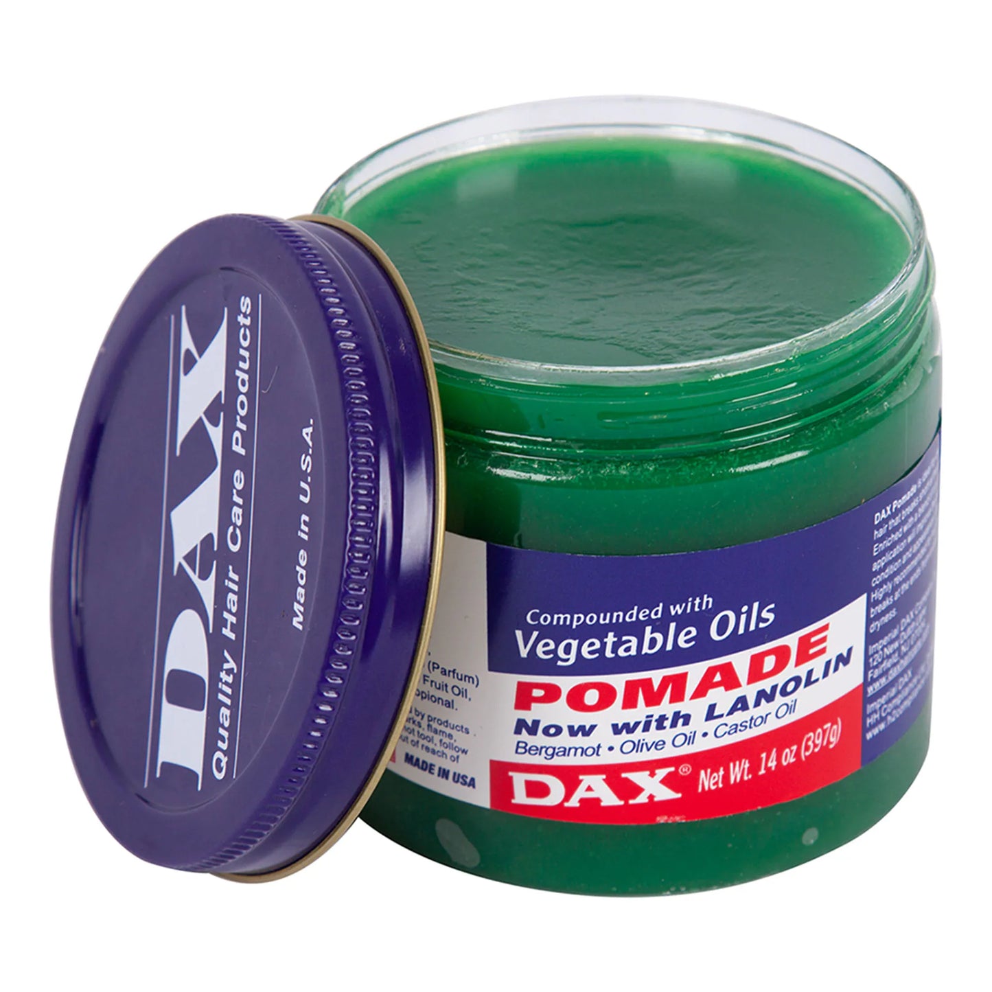 DAX Vegetable Oils & Lanolin Conditioning Pomade - Green Jar (Oversized 397g)