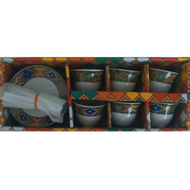 Traditional 18-Piece Sini Coffee Cup & Saucer Set (Serves 6)