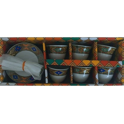 Traditional 18-Piece Sini Coffee Cup & Saucer Set (Serves 6)