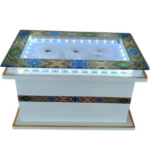 Deluxe LED Rekebot Set with Glass Top & Matching Stove (Dual White Lights / ረከቦት)