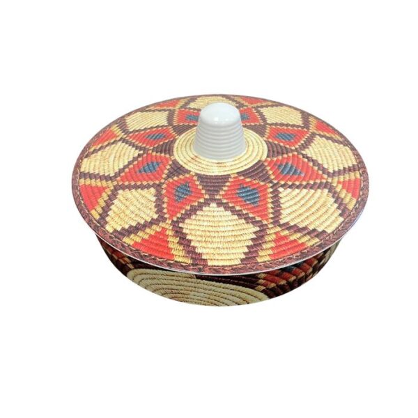 Extra-Wide Non-Slip Melamine Injera Platter - Mesob Pattern (17.5" / ሰፊ ጎማ አገልግል)