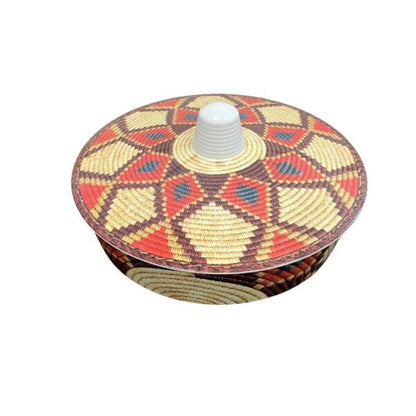 Extra-Wide Non-Slip Melamine Injera Platter - Mesob Pattern (17.5" / ሰፊ ጎማ አገልግል)