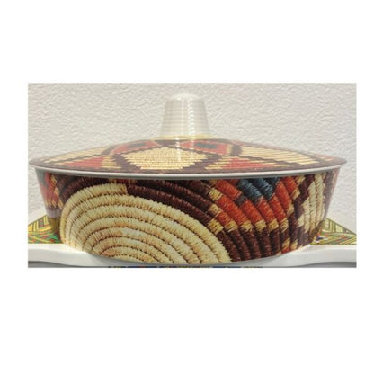Extra-Wide Non-Slip Melamine Injera Platter - Mesob Pattern (17.5" / ሰፊ ጎማ አገልግል)