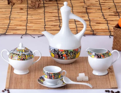 Luxury 23-Piece Queen of Sheba Coffee Set - Full Service for 6 (Saba Edition)