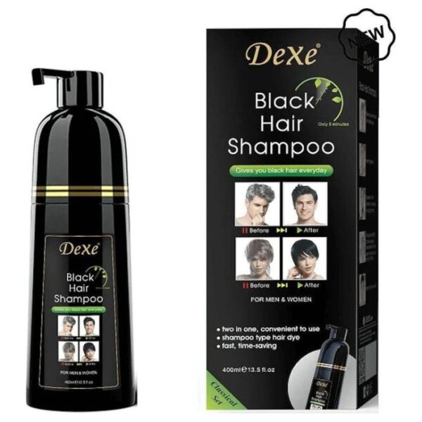 Dexe Instant Black Hair Color Shampoo - Ammonia Free (400ml Box)