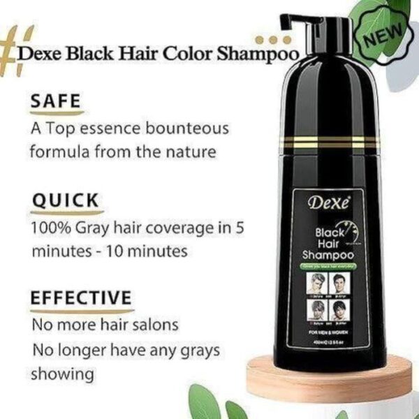 Dexe Instant Black Hair Color Shampoo - Ammonia Free (400ml Box)