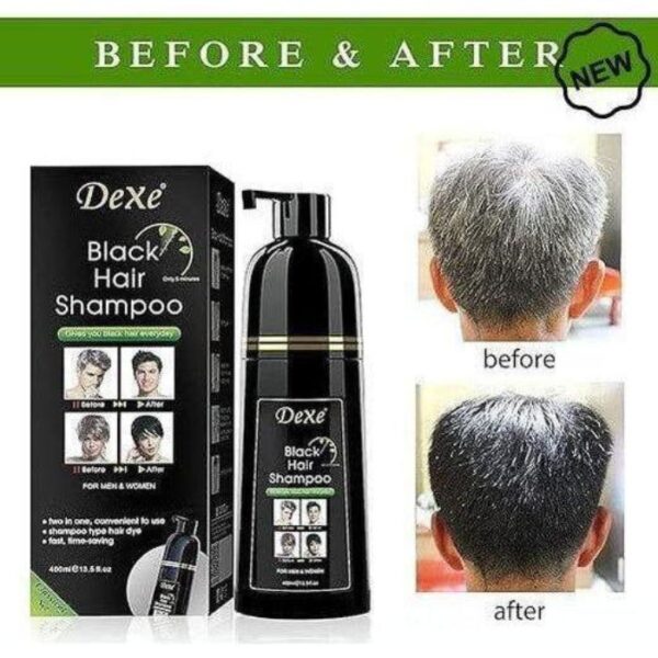 Dexe Instant Black Hair Color Shampoo - Ammonia Free (400ml Box)