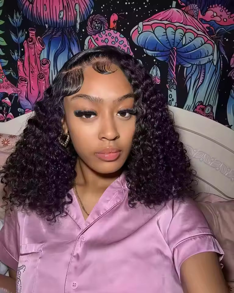 Royal Empress 16" Deep Wave Glueless Bob Wig – 250% Density 5x5 HD Lace