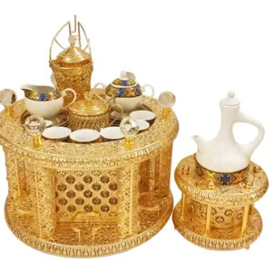 Luxury Gold and Silver Rekebot Coffee Ceremony Set (ረከቦት)