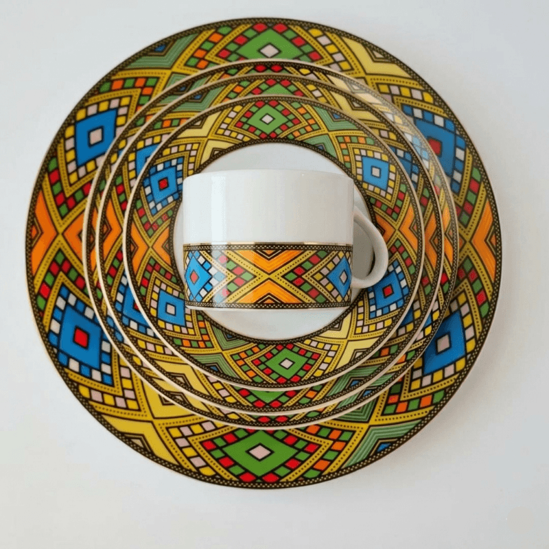 Luxury Traditional Coffee & Dinnerware Set (48pcs) – የቡና እና የምግብ እቃዎች ስብስብ