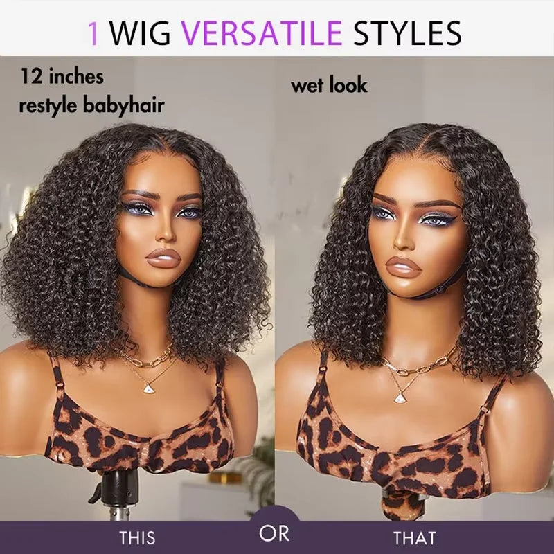 Royal Empress 16" Deep Wave Glueless Bob Wig – 250% Density 5x5 HD Lace