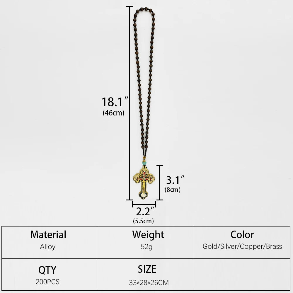 Orthodox Wooden Rosary — Gold Crucifix & Beaded Prayer Necklace