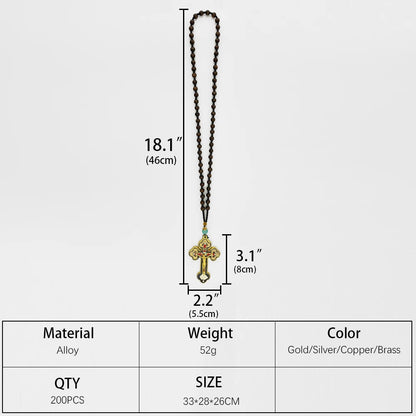 Orthodox Wooden Rosary — Gold Crucifix & Beaded Prayer Necklace