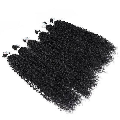 Set of curly hair extensions on a white background