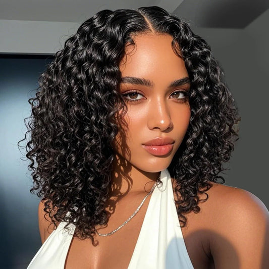 Royal Empress 16" Deep Wave Glueless Bob Wig – 250% Density 5x5 HD Lace