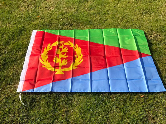 Flag of Eritrea on grass