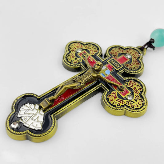 Orthodox Wooden Rosary — Gold Crucifix & Beaded Prayer Necklace