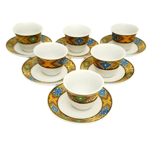 Traditional 18-Piece Sini Coffee Cup & Saucer Set (Serves 6)