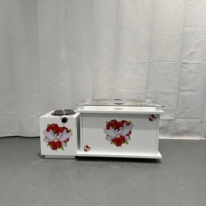 Luxury White Wooden Rekebot (Heart & Dove Glass Edition / ረከቦት)