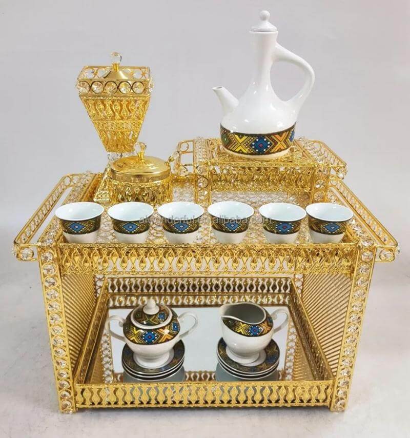 Gold / Silver Rekebot Set Smart LED & Bluetooth 5pcs (ረከቦት)