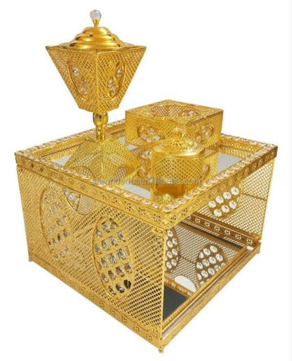 Luxury Gold 5-Pcs Rekebot Set with Ambient LED (ረከቦት)
