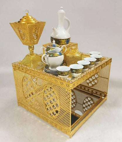 Luxury Gold 5-Pcs Rekebot Set with Ambient LED (ረከቦት)