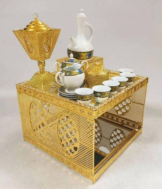 Luxury Gold 5-Pcs Rekebot Set with Ambient LED (ረከቦት)