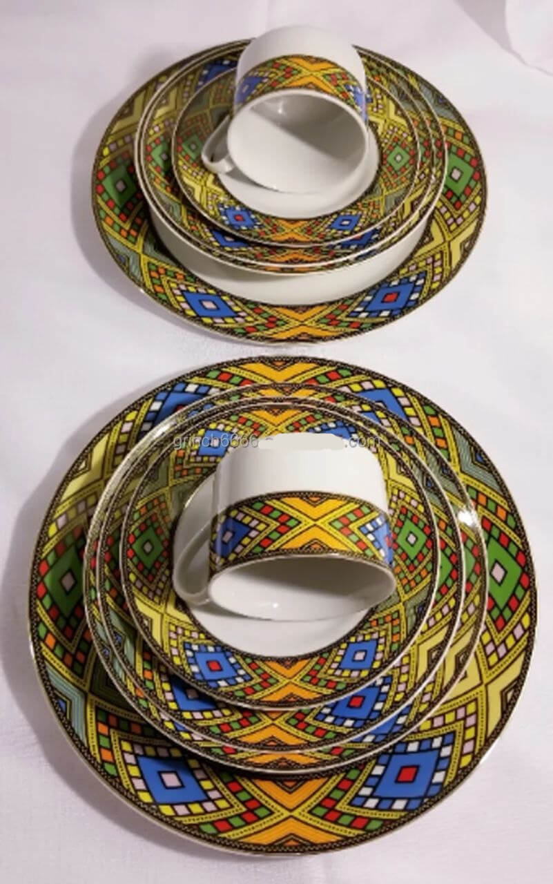 Luxury Traditional Coffee & Dinnerware Set (48pcs) – የቡና እና የምግብ እቃዎች ስብስብ