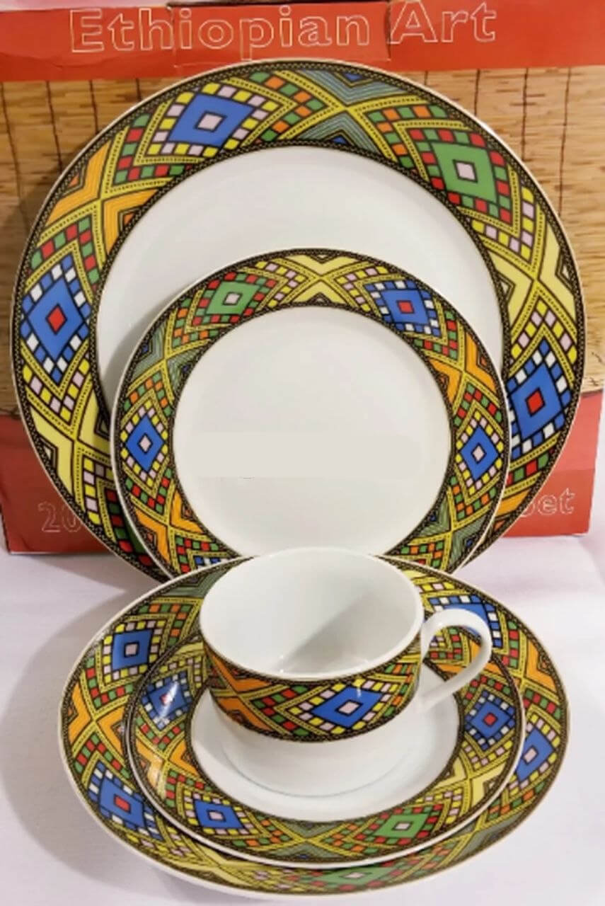 Luxury Traditional Coffee & Dinnerware Set (48pcs) – የቡና እና የምግብ እቃዎች ስብስብ