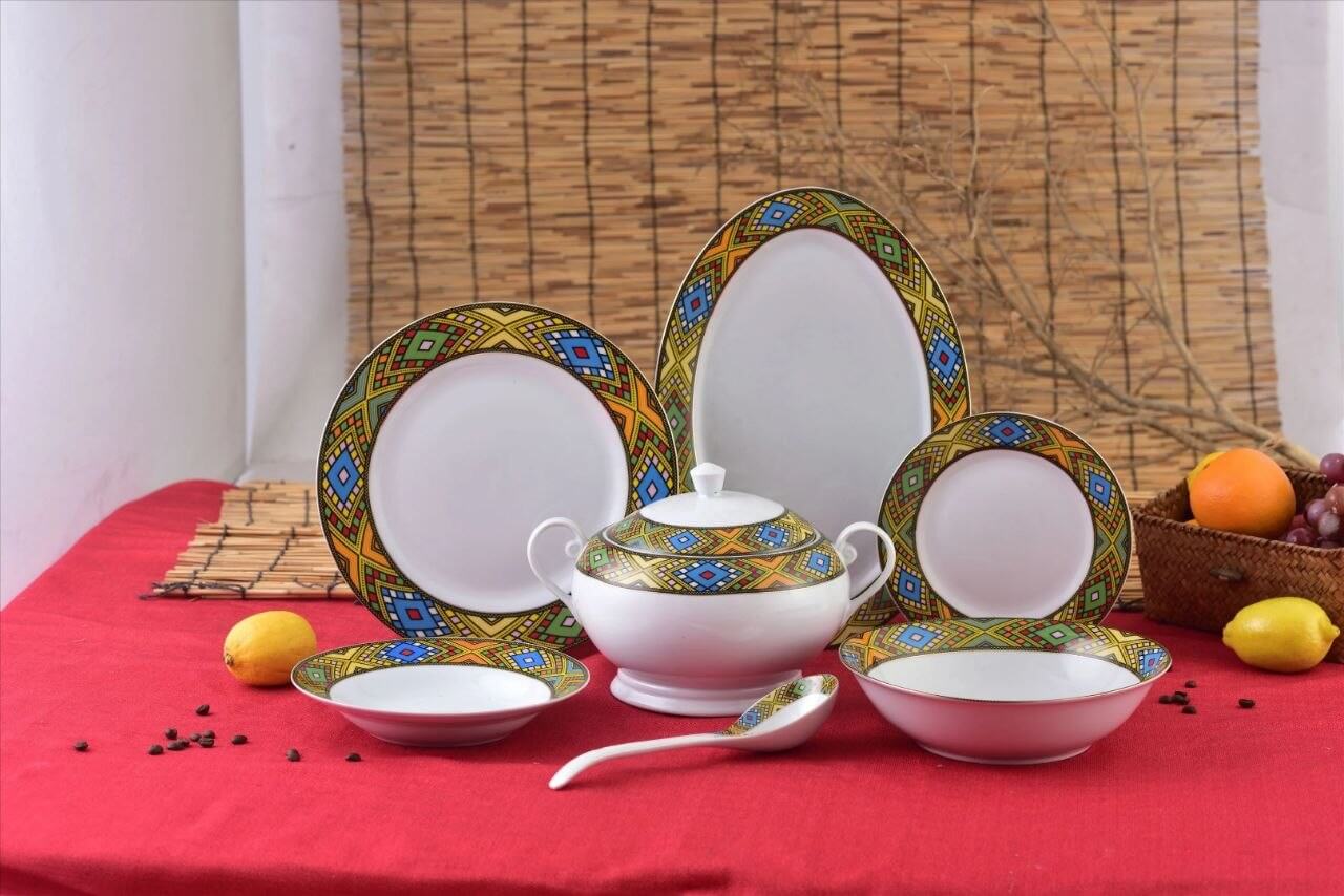 Luxury Traditional Coffee & Dinnerware Set (48pcs) – የቡና እና የምግብ እቃዎች ስብስብ